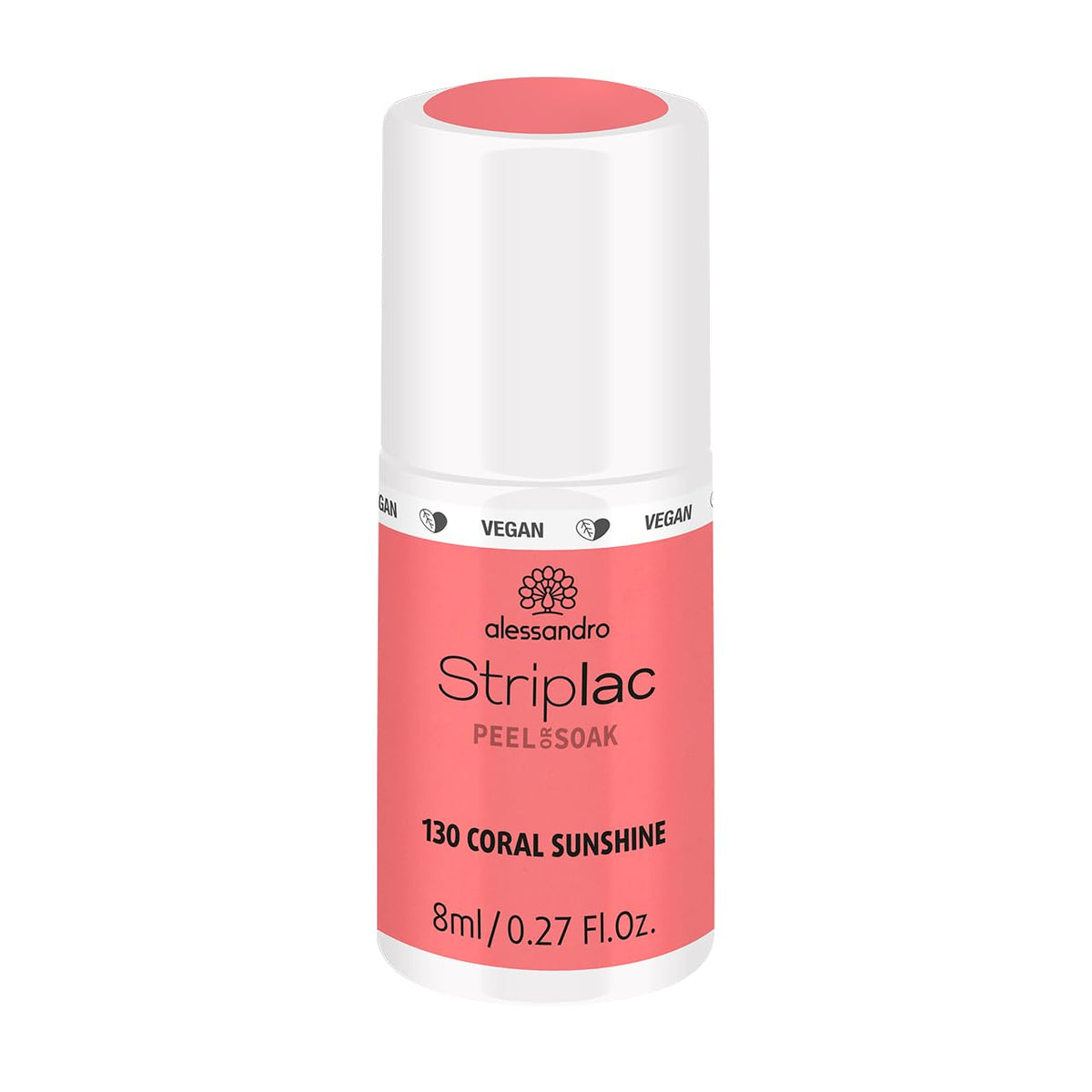 UV nail polish alessandro Striplac Coral Sunshine – Delicate and long-lasting – Easy removal thanks to the removal technology – Vegan and cruelty-free – 8 ml