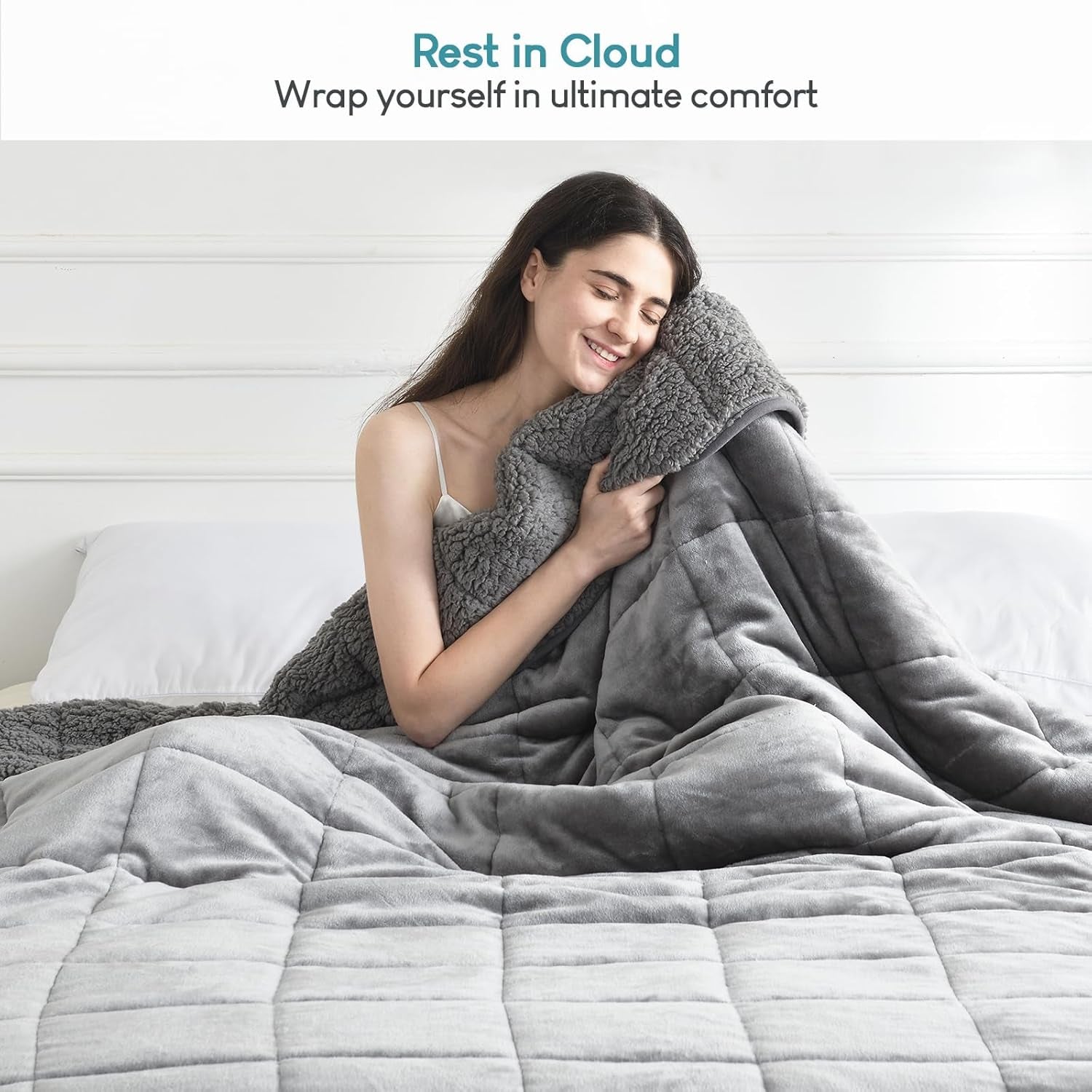 Cottonblue Weighted Blanket 6.8kg Queen Size Flannel Shaggy Sherpa Weighted Blanket for Adults Comfortable Weighted Blankets to Calm and Relax Heavy Comforters 152.4 X 203.2 Naty Shop Quilts & Quilts