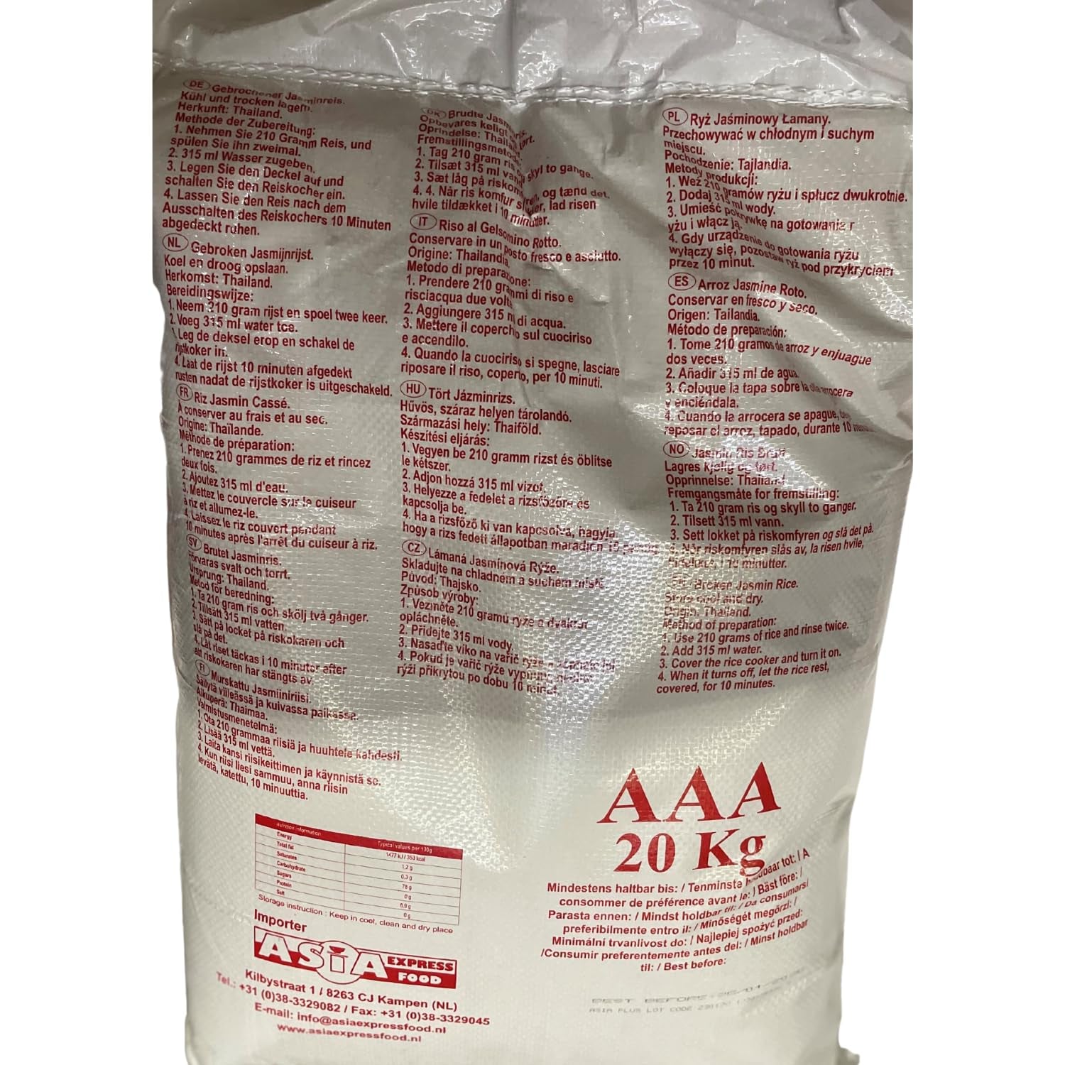 ROYAL THAI RICE - Broken Jasmine rice - 1 x 20 kg