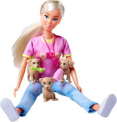 Simba Steffi Love Dresor de Câini, păpușă de jucărie ca dresor de câini cu curs de dresaj, 3 câini și accesorii, 29 cm, de la 3 ani