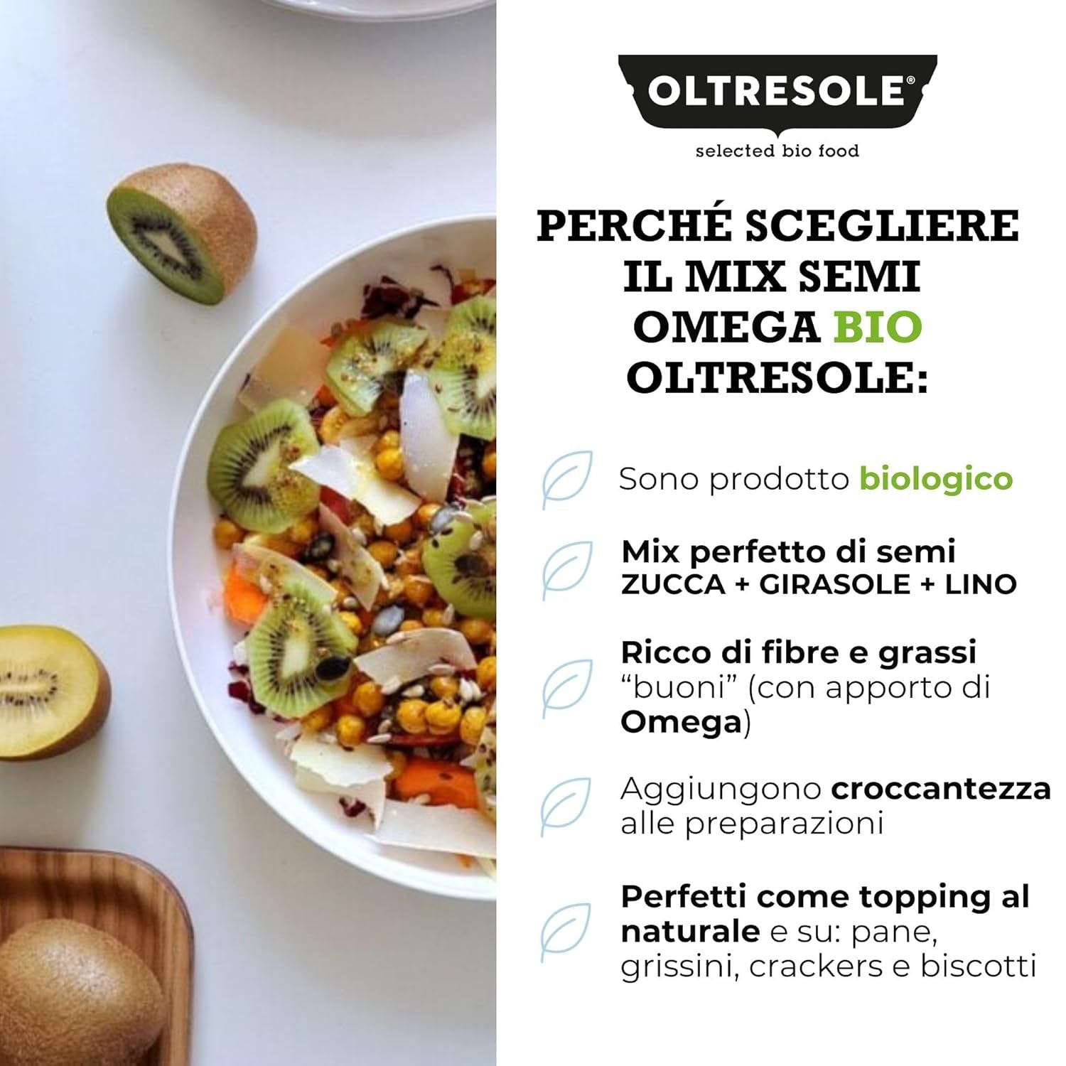 Organic Omega Seed Mix 3 kg (mixture of pumpkin, sunflower and flax seeds), a blend of 3 whole raw oilseeds, rich in protein, fiber and omega-3 fatty acids