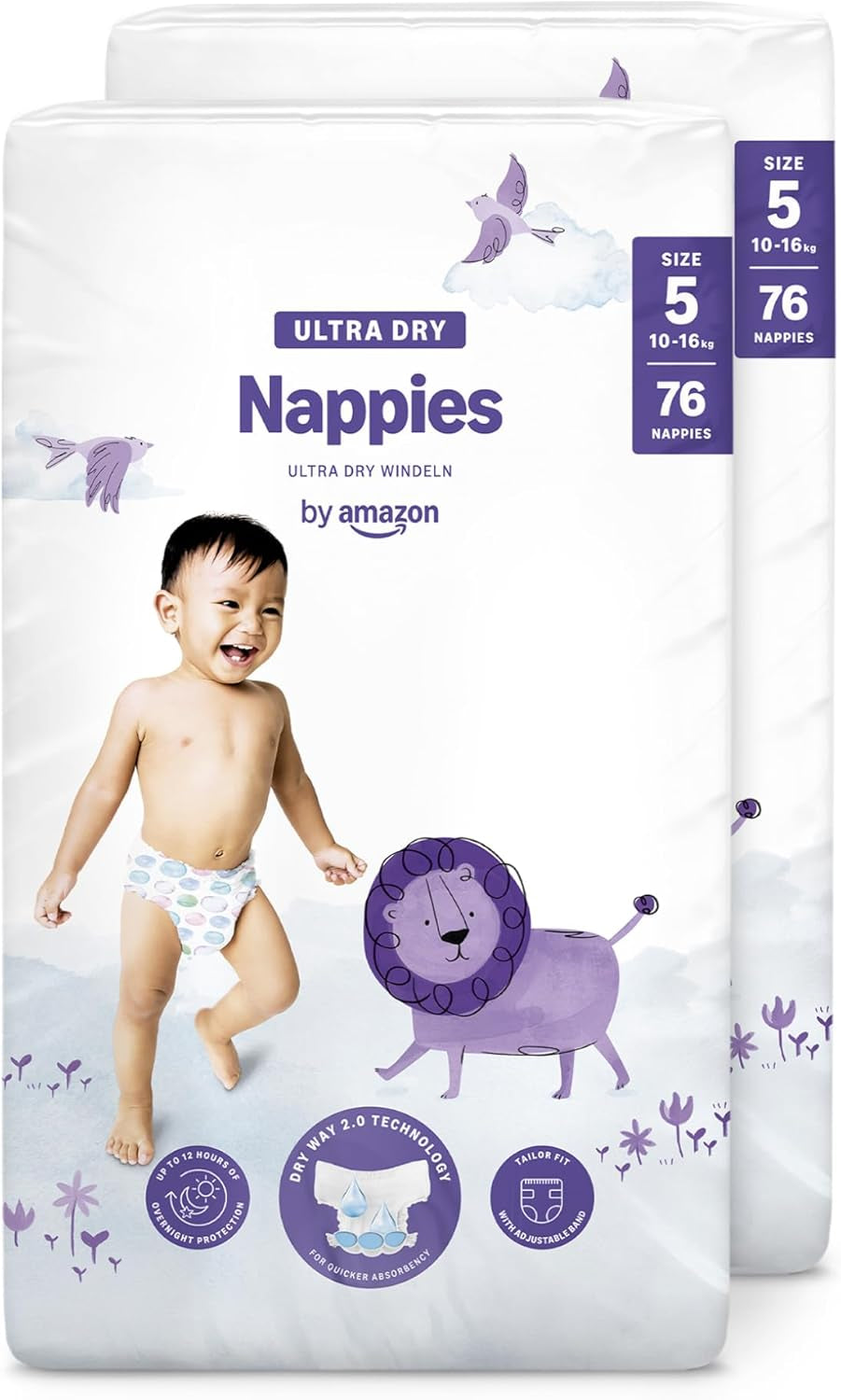 Amazon Ultra Dry Diapers, Size 3 (4-9kg) - Monthly Box, White, 172 Count (2 Packs of 86) (Formerly Mama Bear, identical product)