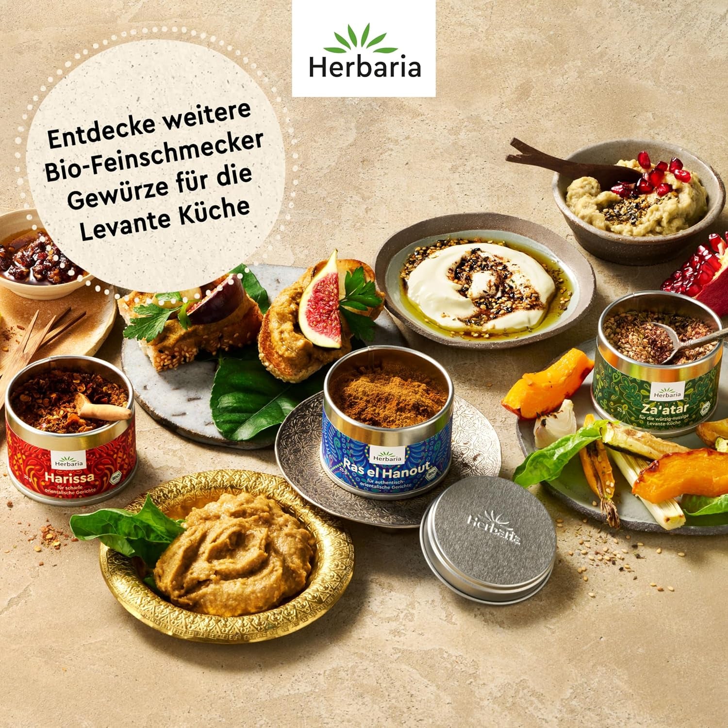 Herbaria Za'atar bio 25g S-Dose – Zaatar Gewürz, Zaatar Gewürz - oriental Organic-Gewürmischung für Gerichte der Levante Küche - mit erlesenen Ingredient - in nachhaltiger Aromaschutz-Dose