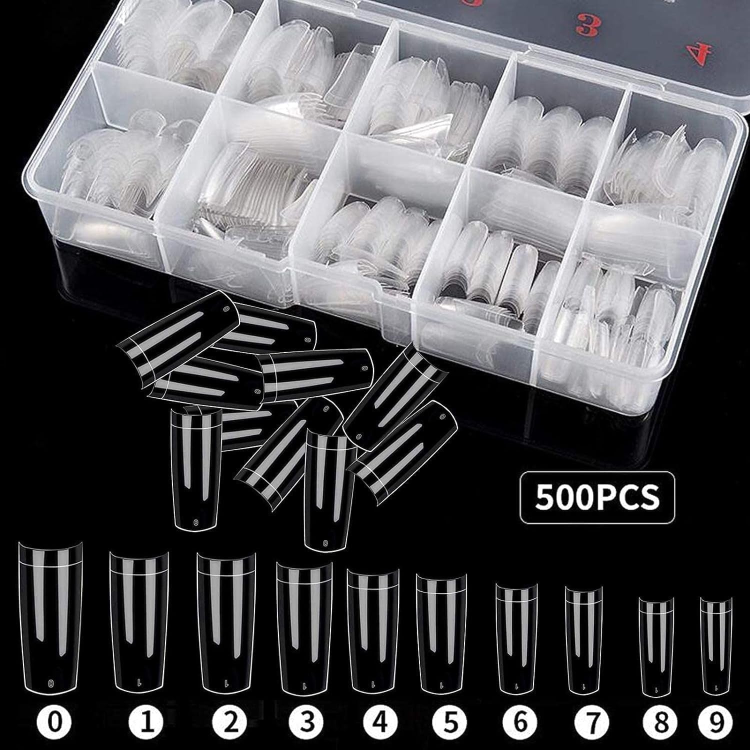 500 buc unghii false artificiale acrilice franceze naturale, sfaturi de artă cu cutie pentru femei și fete