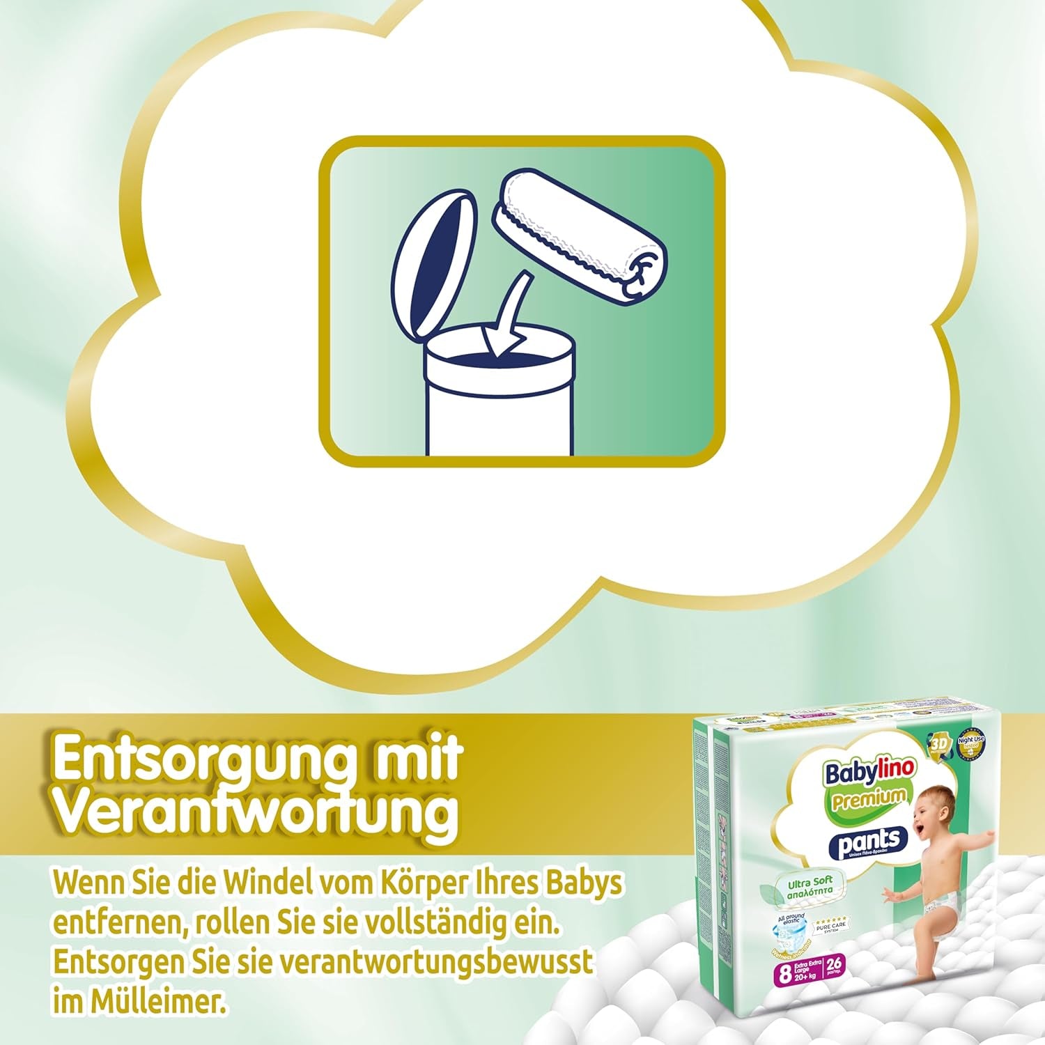 Premium Pants Size 8 with Ultra-Soft Filter, XXL (20+ kg), 26 pieces