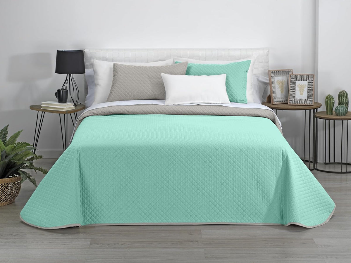 AVA | Reversible Quilt | For All Seasons | Color - Beige/Turquoise | For Bed 180 Cm. (270 X 270 Cm. Ancho X Alto) | Quilted quilt Quilts and quilts Naty Shop Default title