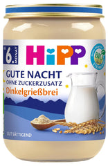 HiPP Organic Good Night spelled porridge (6 x 190g), baby food from 6 months, no added sugar, very filling, best organic quality