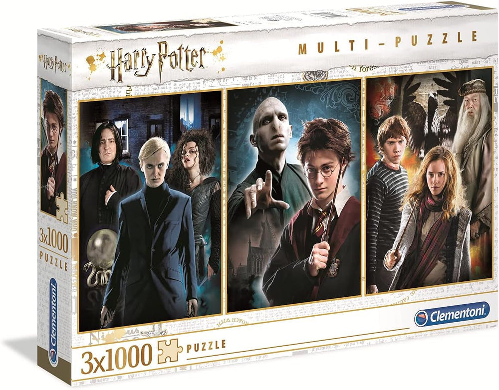 Clementoni 61884 Harry Potter - Puzzle 3 X 1000 piese de la 9 ani, Puzzle colorat pentru adulți cu culori îndrăznețe, Joc de îndemânare pentru întreaga familie, Idee excelentă de cadou Puzzle Naty Shop Titlu implicit