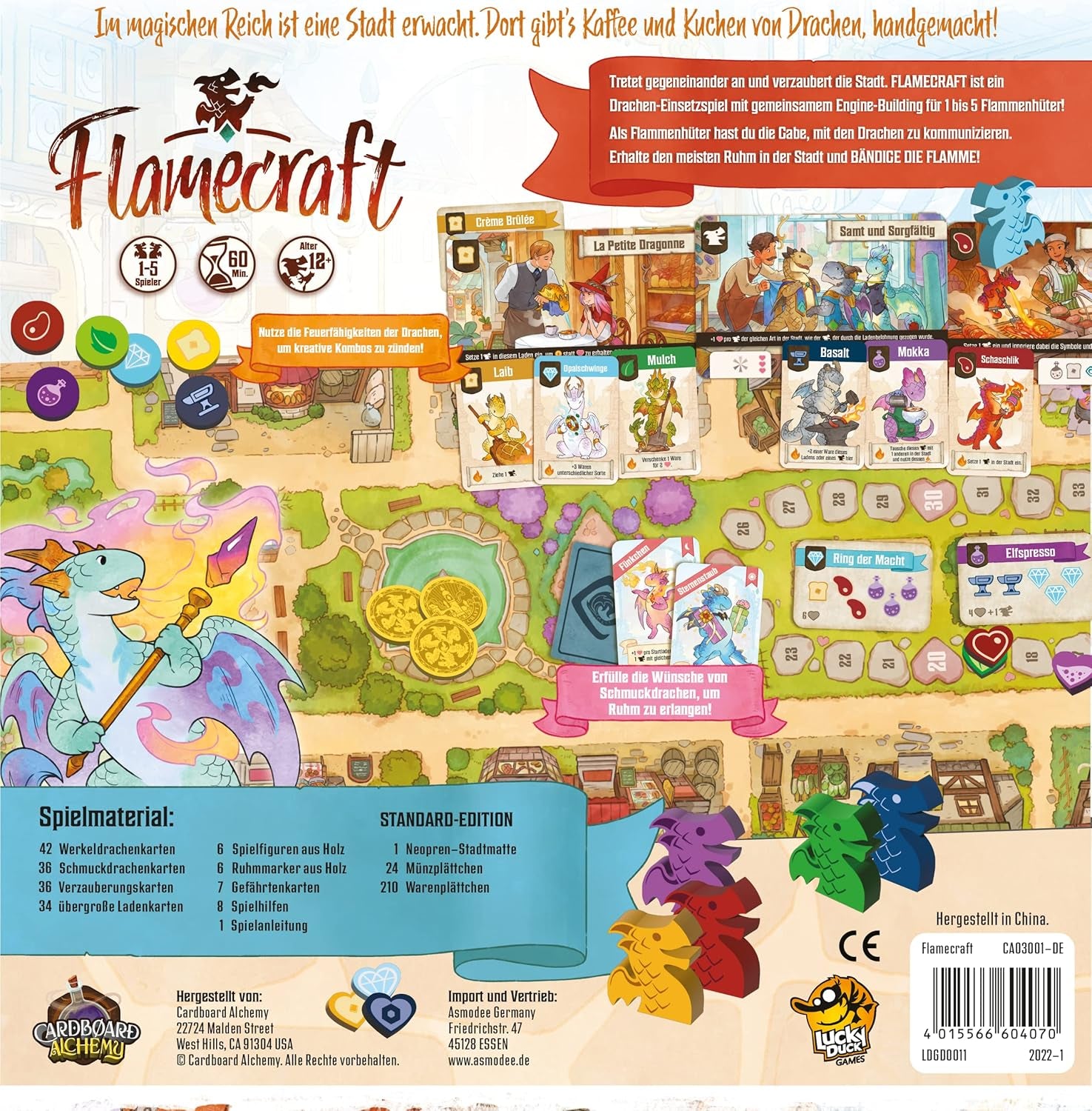 Cardboard Alchemy, Flamecraft, Family Game, Board Game, 1-5 Players, Ages 12+, 60 Minutes, German, Multicolor, Colorful