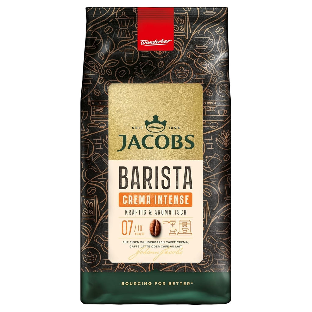 Jacobs Barista Crema Intense Coffee Beans 1kg - Intense, ciocolată neagră și nuci pecan, boabe Arabica și Robusta Cafea Naty Shop 1 Kg Crema Intense