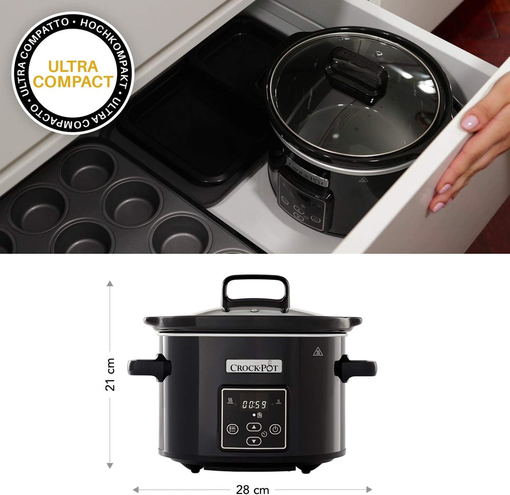 Slow cooker digital Crockpot, keep warm function, 2.4 liters (1-2 people) Slow Cooker Naty Shop