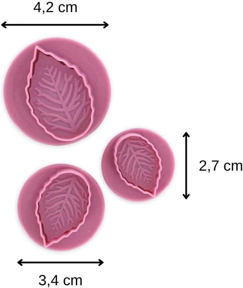Set de forme pentru biscuiți Zenker „Frunză” 3 piese SWEET SENSATION, Formă pentru biscuiți cu ștampilă (Culoare: Roz înghețat), Cantitate: 1 set, 3 piese