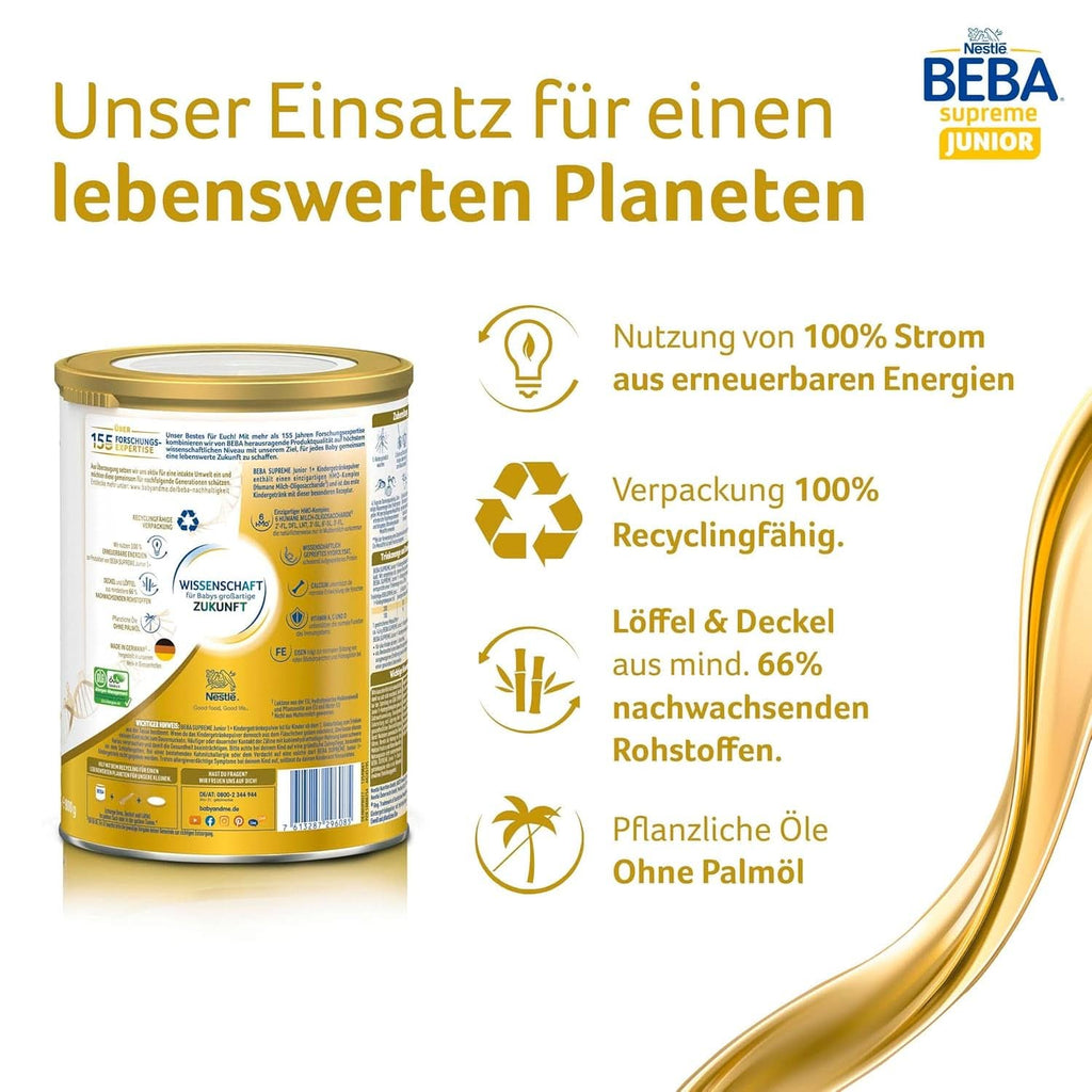 Băutură pentru copii BEBA SUPREME Junior 1+ de la 1 ani, mâncare pentru copii cu complex 6 HMO, numai lactoză, fără ulei de palmier, pachet 6 (6 x 800 g) Mama si Copilul Naty Shop