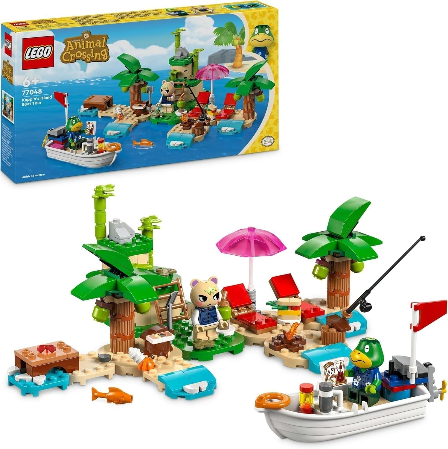 LEGO Animal Crossing Käptens Island Boat Tour, creative toy for children with 2 minifigures from the video game series including Huschke, gift for girls and boys from 6 years 77048 Building sets Besuche den LEGO-Store Single