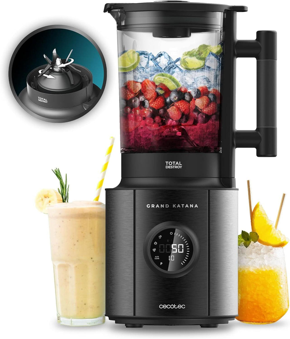 Cecotec Standmixer Grand Katana 2700MAX Total Destroy W. Maximalleistung 2700W, Gegenläufige Technologie, 8-Klingen-Messer Mit Schwarzer Titanbeschichtung, Thermoresistenter Krug 1.8L Mother and Child Naty Shop Schwarz / Display