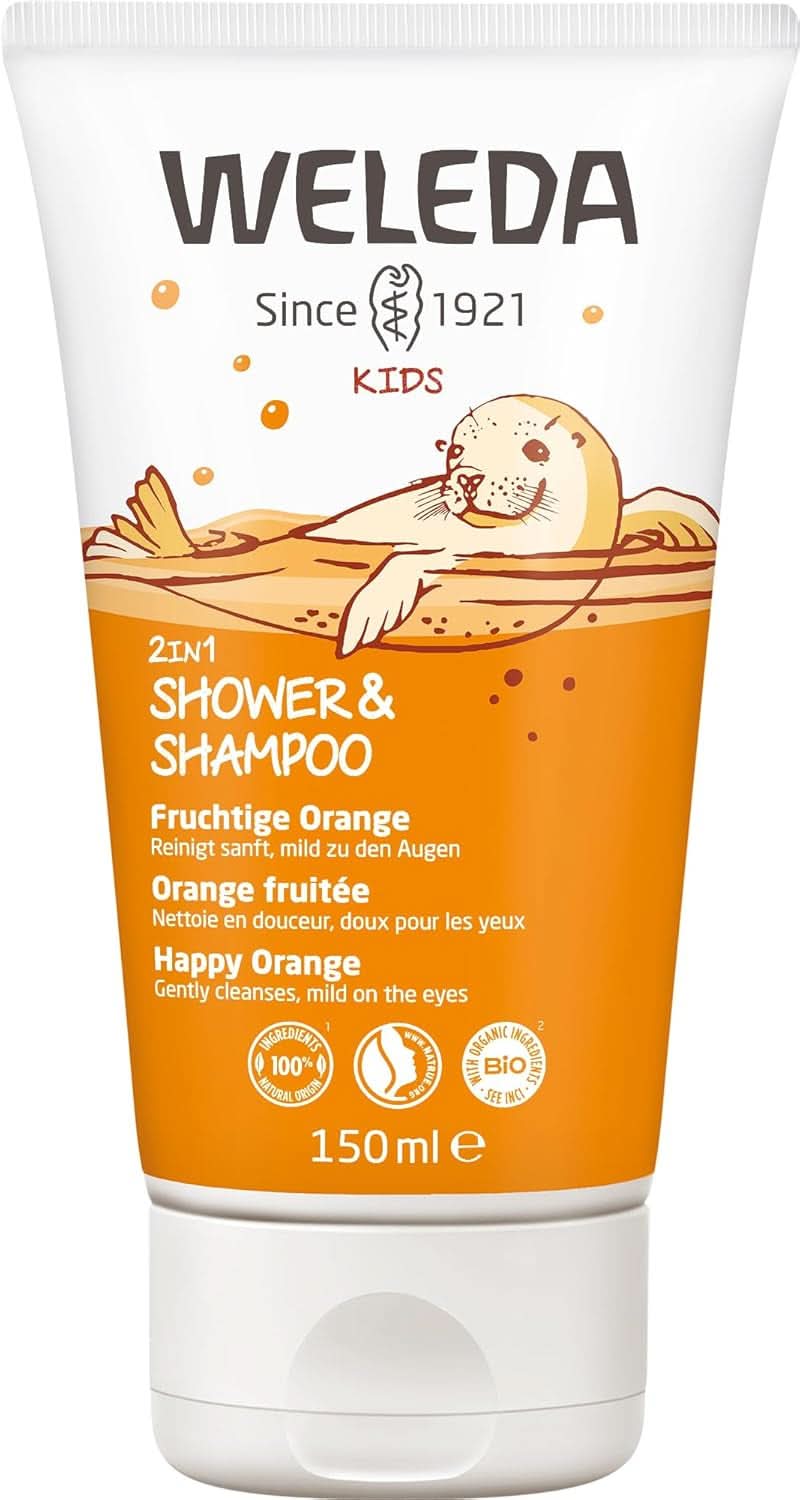 WELEDA Bio Kids 2-in-1 Shampoo and Shower Gel, orange, suitable for children from the age of three (1 x 150 ml) Mother and Child Naty Shop
