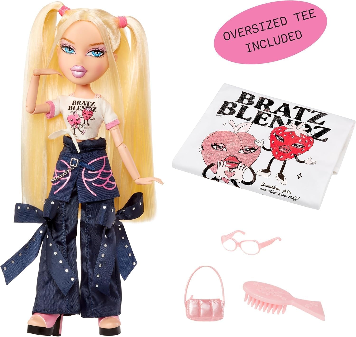 Bratz Stylin' Cloe - Păpușă la modă cu tricou personalizabil, include accesorii, jucărie drăguță pentru fete