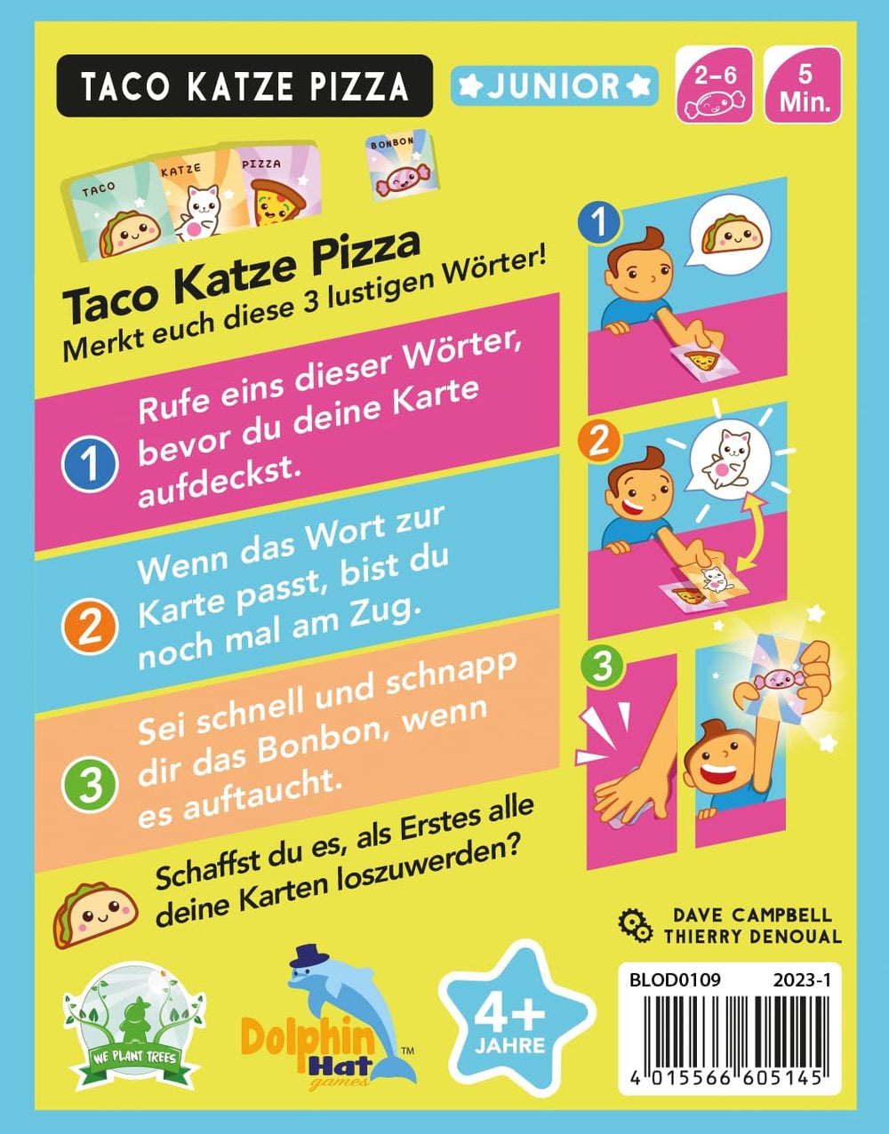 Blue Orange, Taco Cat Pizza Junior, Kids Game, Card Game, Kids Game of the Year 2024 Nominee, 2-6 Players, Ages 4+, 5 Minutes, German