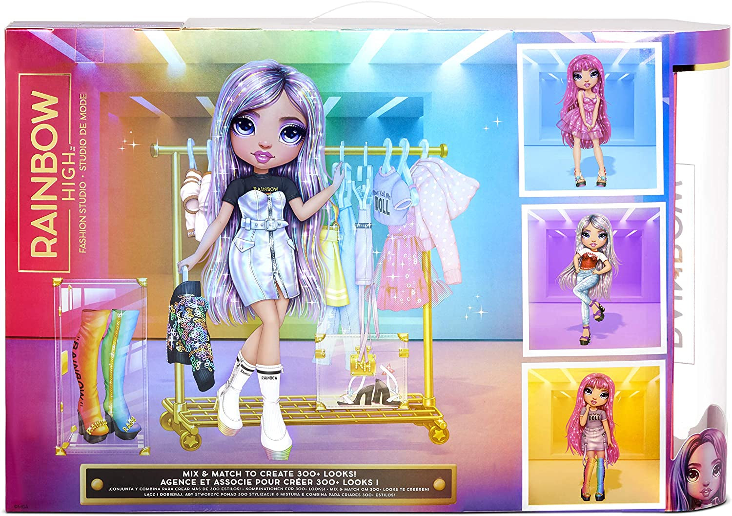 Rainbow High 571049 Fashion Studio - Păpușă exclusivă cu haine, accesorii și 2 peruci strălucitoare - Creează peste 300 de ținute!