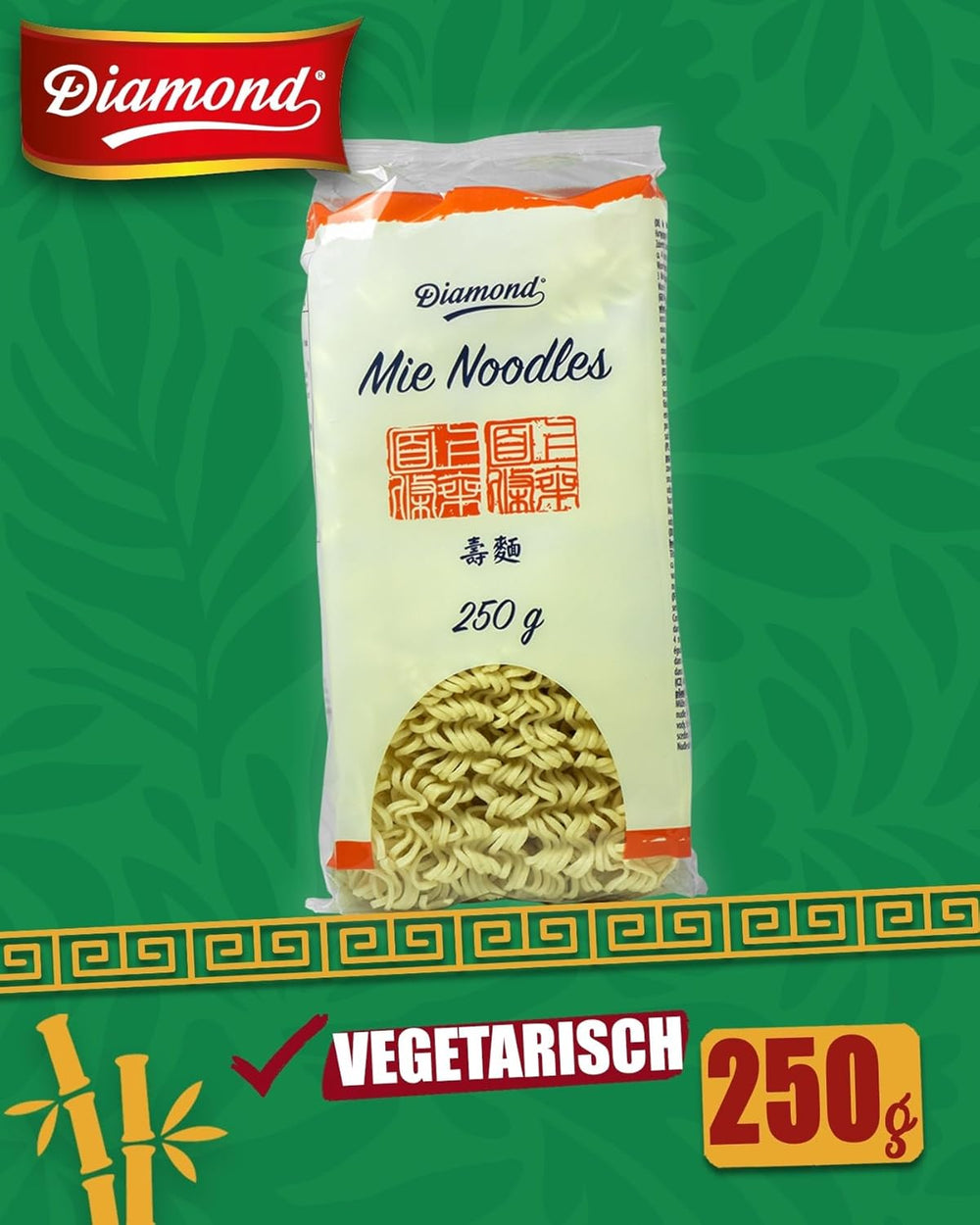 DIAMOND Mie Noodles, wheat noodles without egg, quick and easy to prepare, vegetarian - 8 x 250 g
