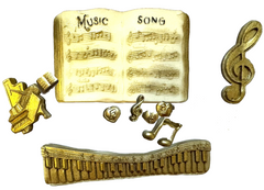 Set 10 decoratiuni comestibile din pasta de zahar, Instrumente muzicale Decoratiuni din Pasta de Zahar Nati Shop