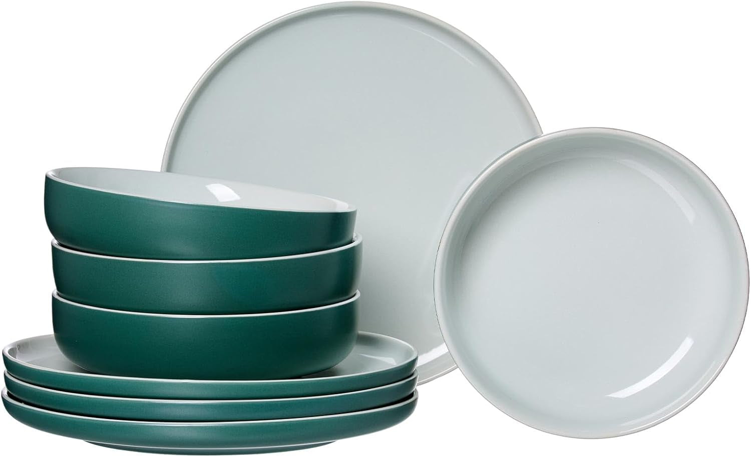 Ritzenhoff & Breker Tafelservice Jasper, 8-Teilig, Grau, Steinzeug, Speiseteller Und Suppenschalen Für 4 Personen Seturi vesela masa Naty Shop Grün