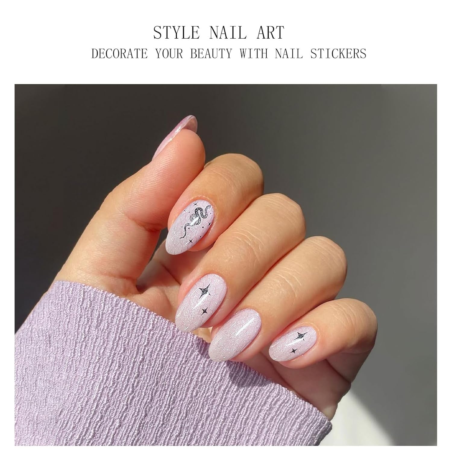 JMEOWIO Nagelfolie UV Härtend Schlange Stern UV Gel Nail Strips Nagelsticker Nagelaufkleber Nail Art Dekoration Nageldesign Zubehör