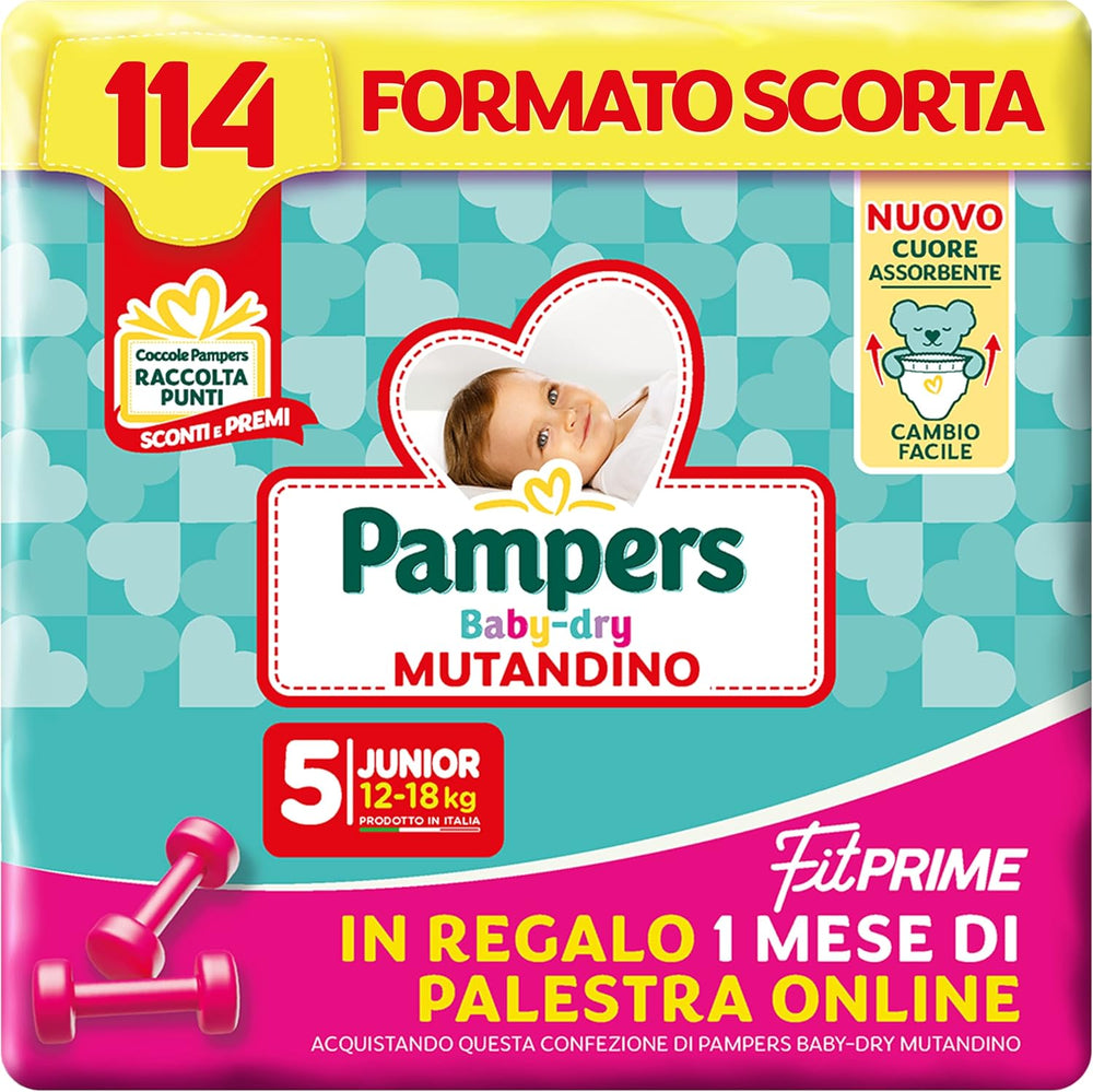 Pampers Baby Dry Pants and Fit Prime Maxi diapers, size 138, size 4 (8-15 kg), 1 month free online at the gym
