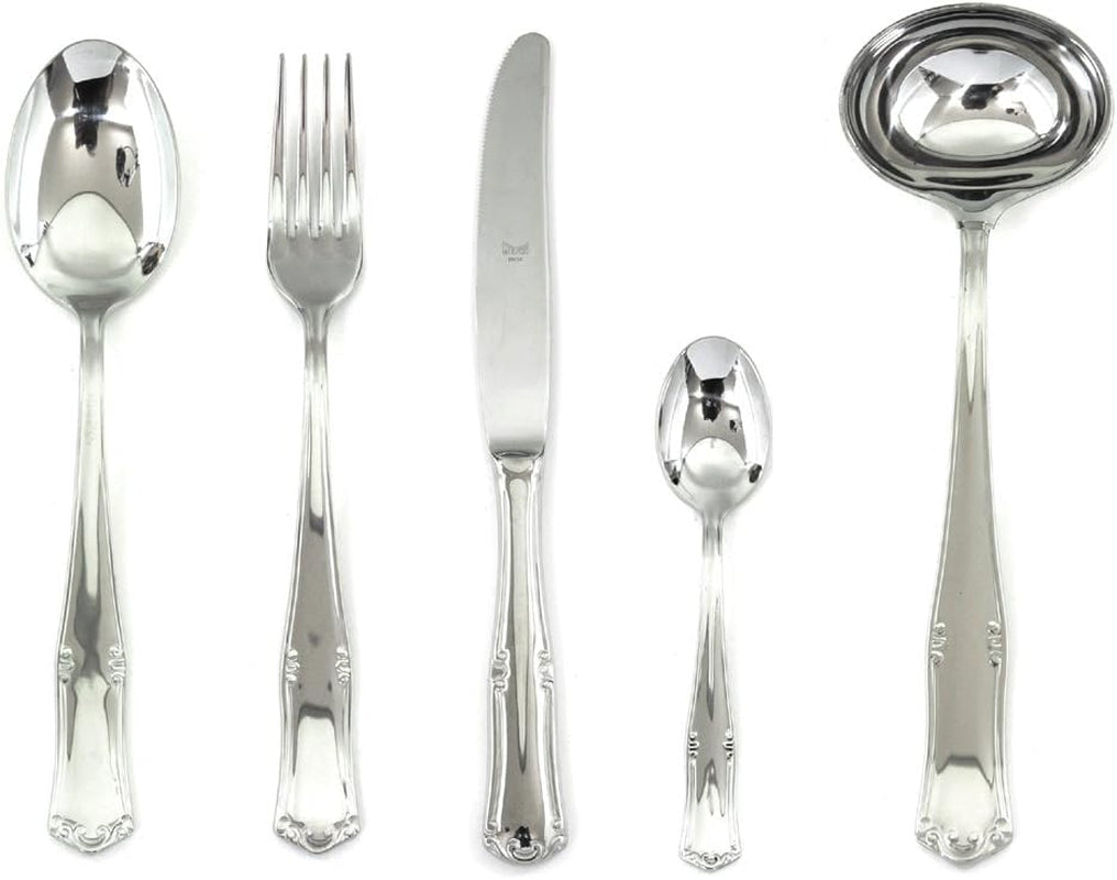 Set de tacâmuri Bavaria Moka, oțel inoxidabil, de culoare argintie, se poate spăla în mașina de spălat vase Bucatarie Naty Shop 30 piese