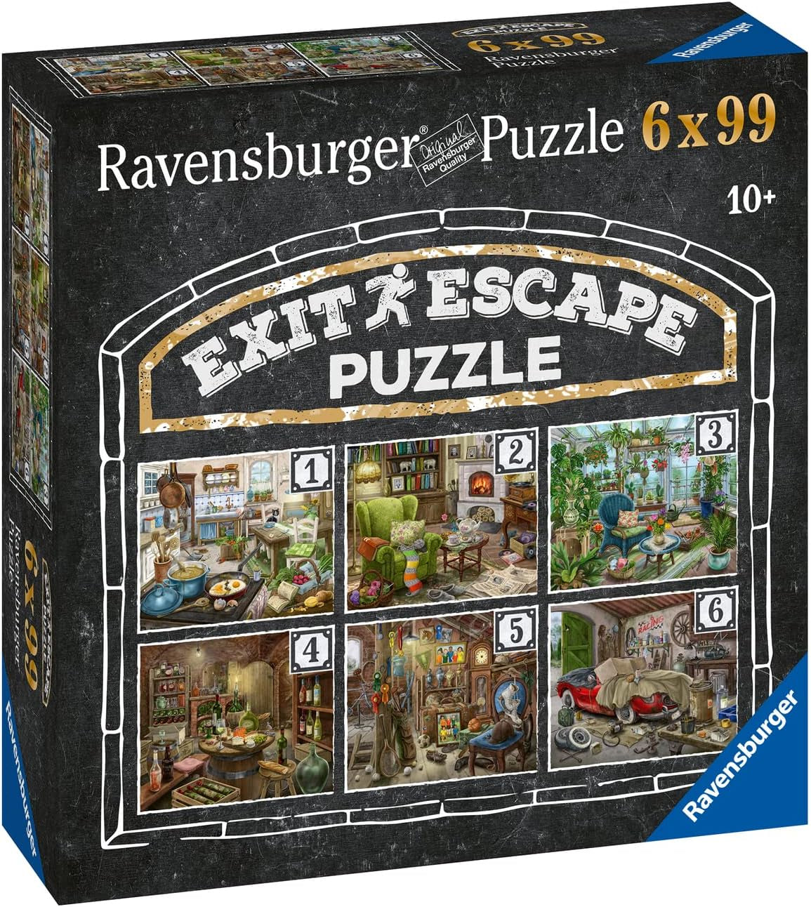 Ravensburger EXIT Puzzle - The Ghostly Manor House - 6X 99-piece jigsaw puzzle for puzzle-loving adults and children aged 10 and up Puzzle Naty Shop