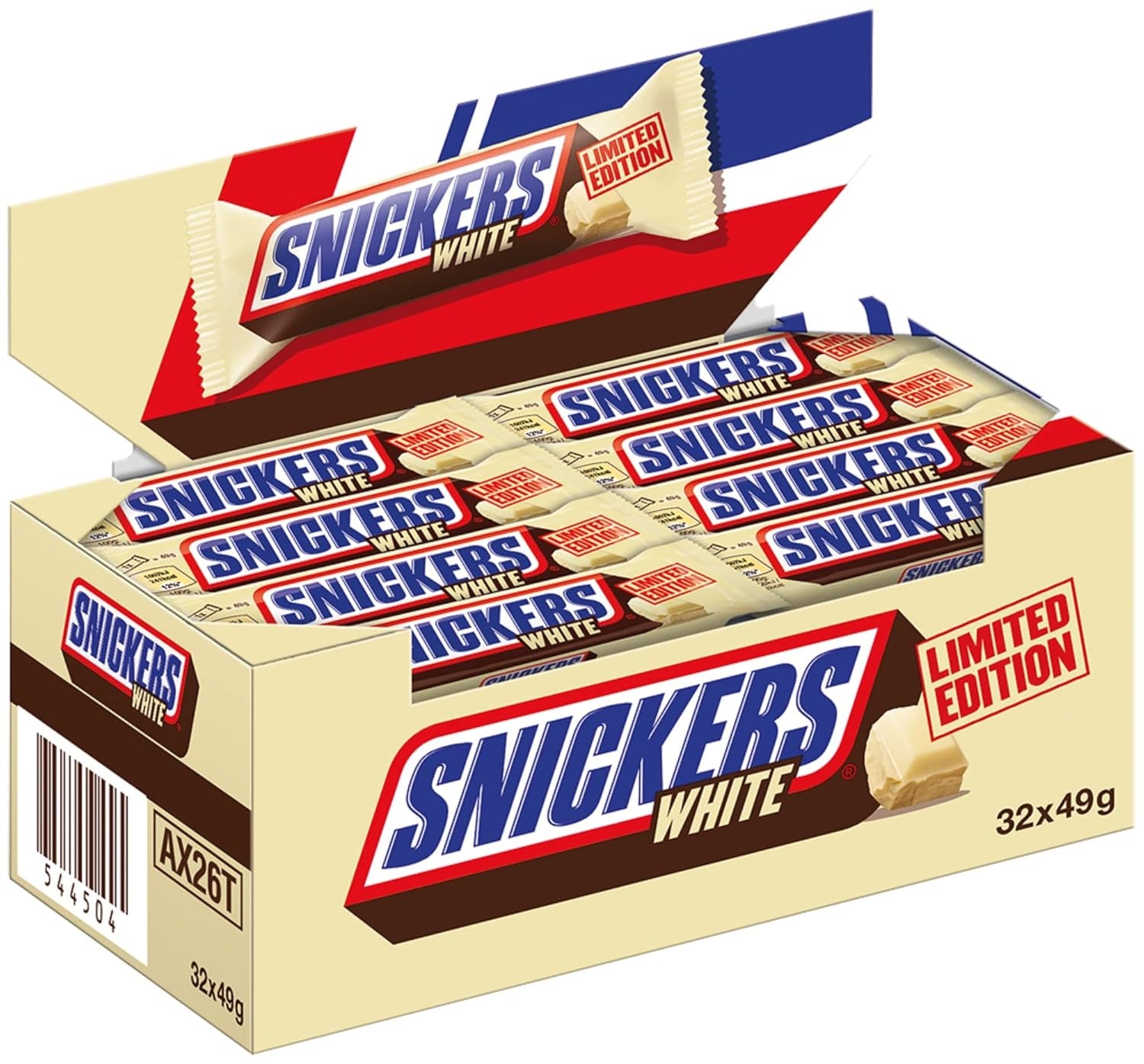 A large chocolate package containing 32 chocolate bars of 50 g each.