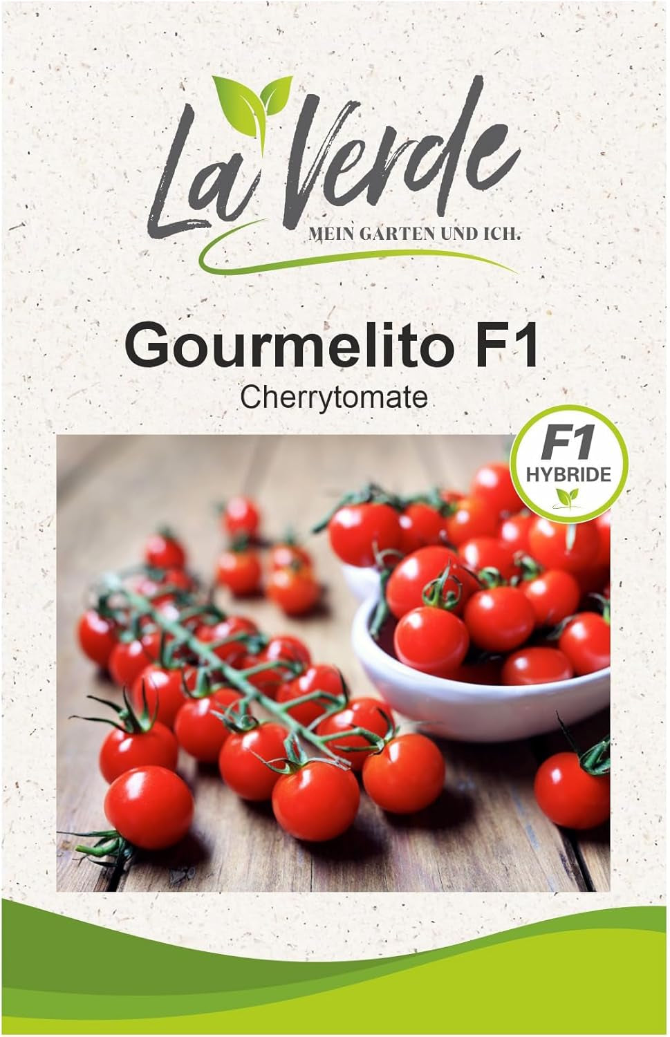La Verde MEIN GARTEN UND ICH. Mini Tomatensamen Für Ca. 10 Pflanzen, Robuste Cherrytomate, Süß-Fruchtige Früchte, Saatgut Ohne Gentechnik