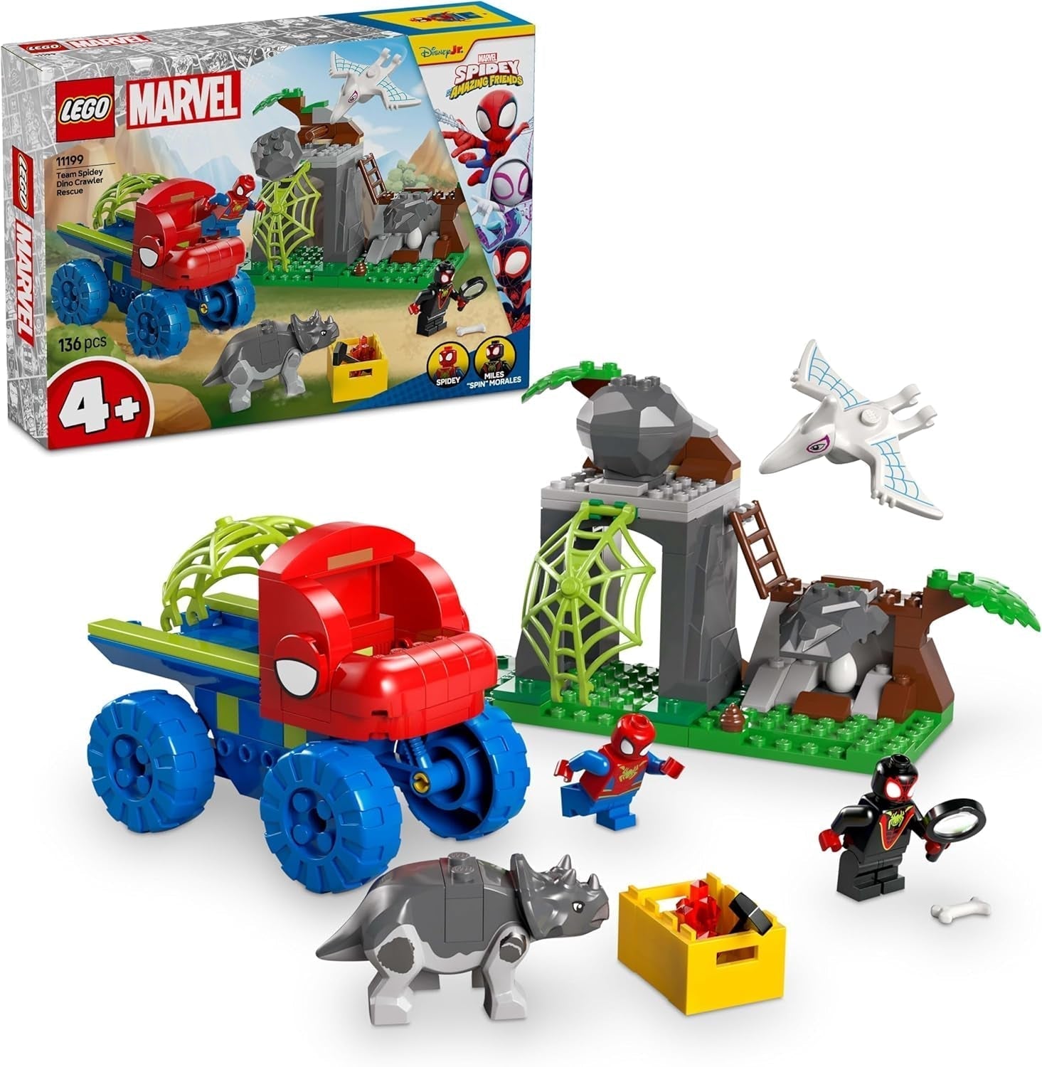 LEGO Marvel Spidey's Team on a Rescue Mission in the Dino Truck Buildable Superhero Car Toy Adventure Set for Kids 4+ Spidey and His Super Friends 11199 Building Sets Besuche den LEGO-Store Default Title
