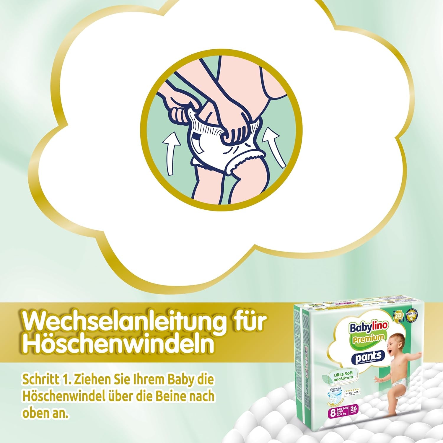 Premium Pants Size 8 with Ultra-Soft Filter, XXL (20+ kg), 26 pieces