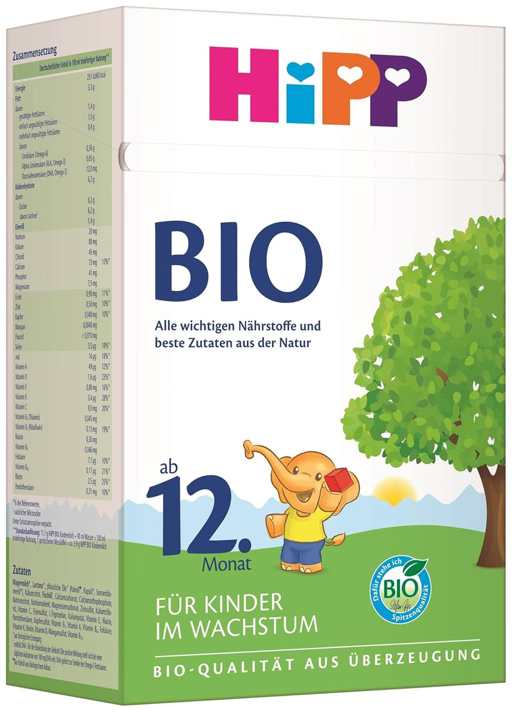 HiPP Organic Growth Milk (4 x 600g) After 12 Months with Calcium, Iron, Vitamin C and D for Growing Toddlers, Best Organic Quality