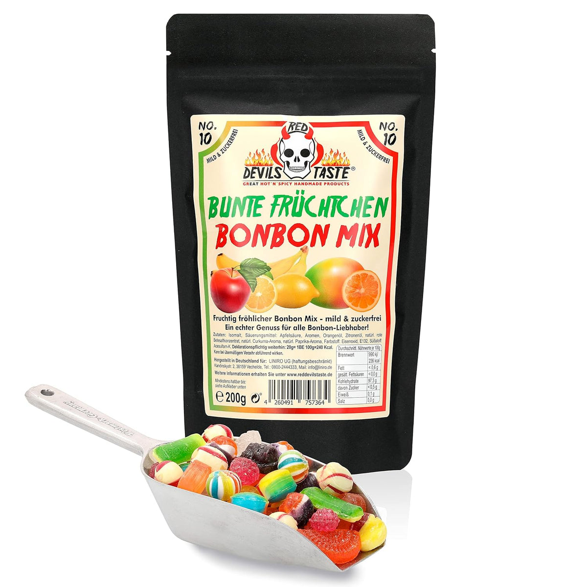 Candy mix "Colored Fruits" - sugar free - 200g - in a zip bag - RED DEVILS TASTE
