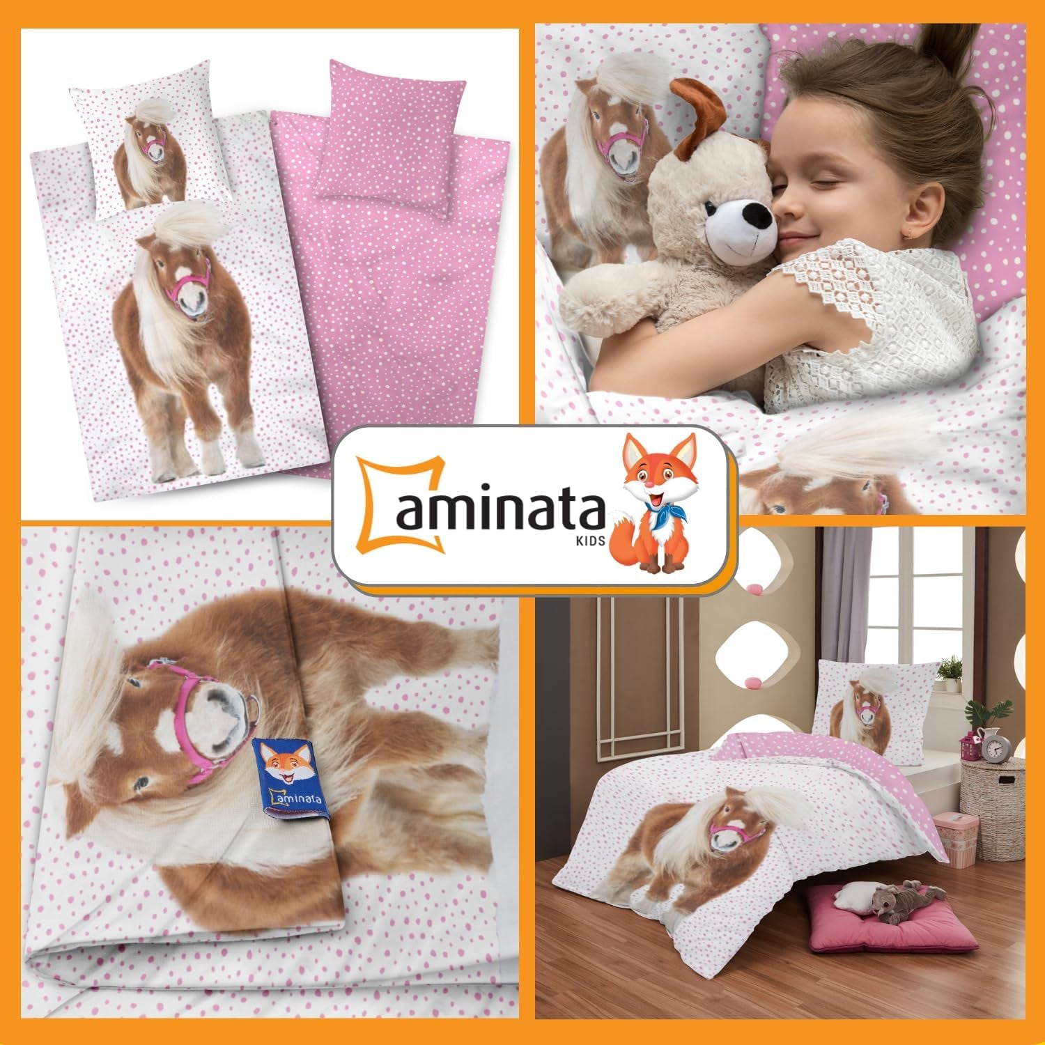 Aminata, children's bedding with ponies Bedding - children Naty Shop