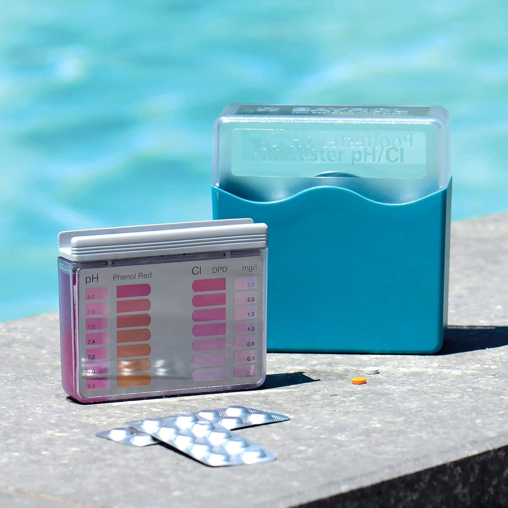 Tester de apă BAYROL pH/CI pentru piscine - Tester de apă pentru piscine - Valoare pH și clor liber - 2 x 20 tablete reactive, fiecare cu fenol roșu și DPD nr. 1 - Test de apă, pH-metru