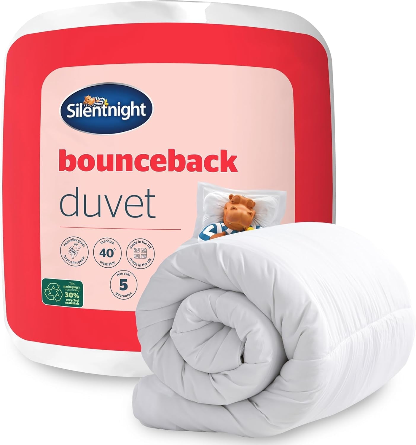 Silentnight Bounceback Comforter, 13.5 Tog, King Size, Cotton Blend, White, King Size Duvets & Quilts Naty Shop Single Bed King Size 13.5 Tog