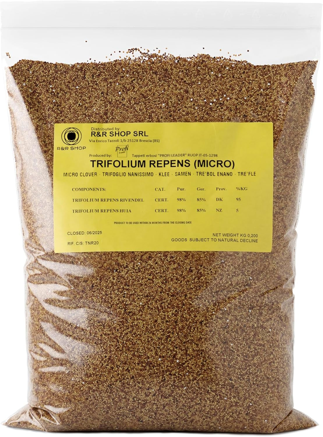 R&R SHOP - Rasensamen, Mikro-Klee Trifolium Repens, Kein Mähen Erforderlich, Begehbar Und Bodendecker (200G – 50M²)