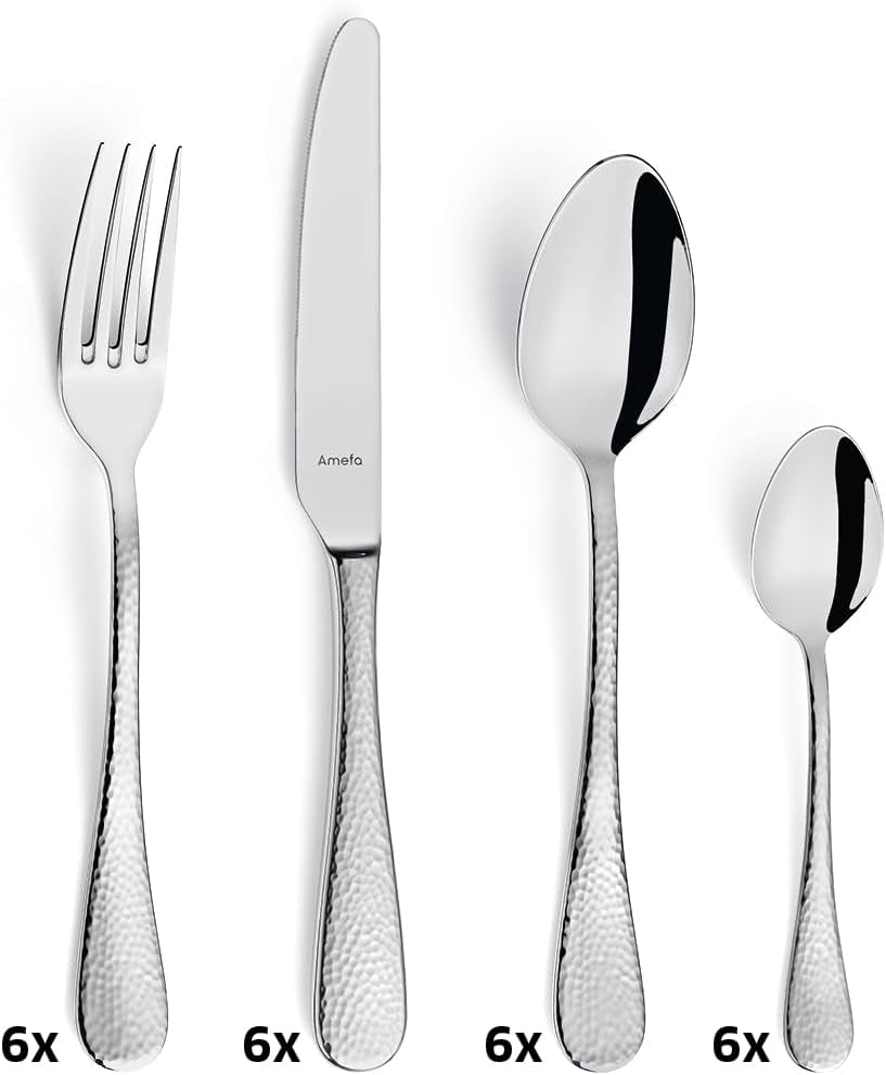 Amefa Sierra cutlery set 6 people | 24-Part Stainless Steel 18/10 Kitchen Naty Shop