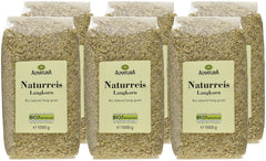 Orez brun organic cu bob lung, pachet de 6 bucăți (6 x 1 kg)