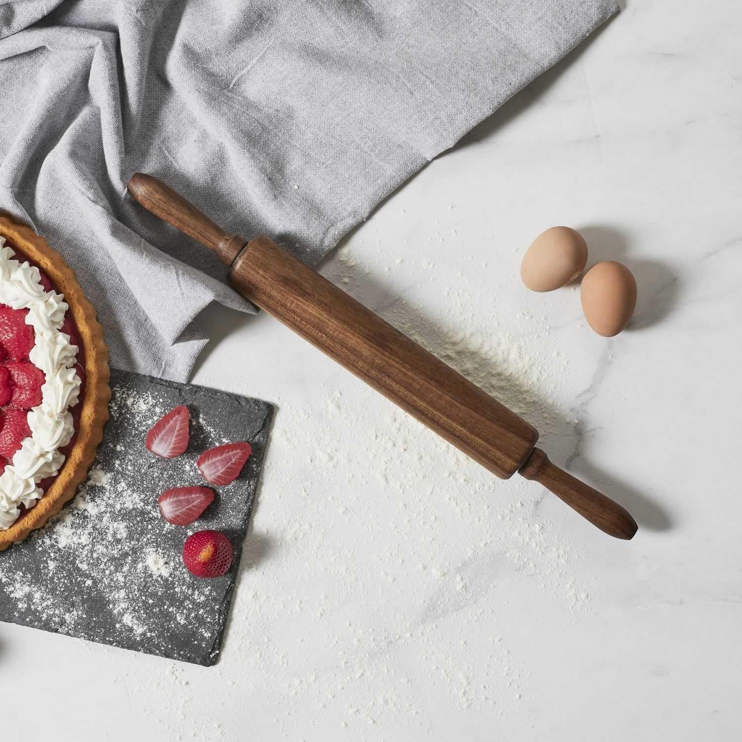 HOME DECO FACTORY, KA0418, Acacia Rolling pin, elegant and Durable Kitchen Utensil, ideal for Rolling Out Pie Crusts, Biscuits and Pizza, Brown Finish, Standard Size