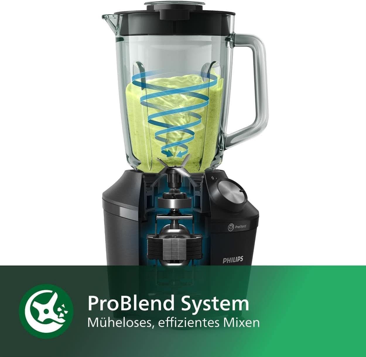 Philips Standmixer Und Smoothie Maker – 600W, 2-Liter-Becher, Homeid-App, 2 Geschwindigkeitsstufen + Impulsfunktion, Problend, Ice-Crush-Funktion (HR2291/41) Kitchen Naty Shop