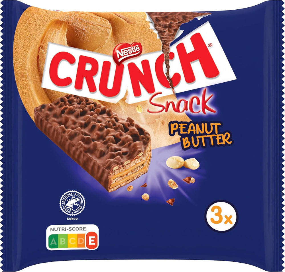 Nestlé Peanut Butter Bars Crunchy Peanut Butter Cereal Chocolate Bar 9 Pack (3 x 31g each)