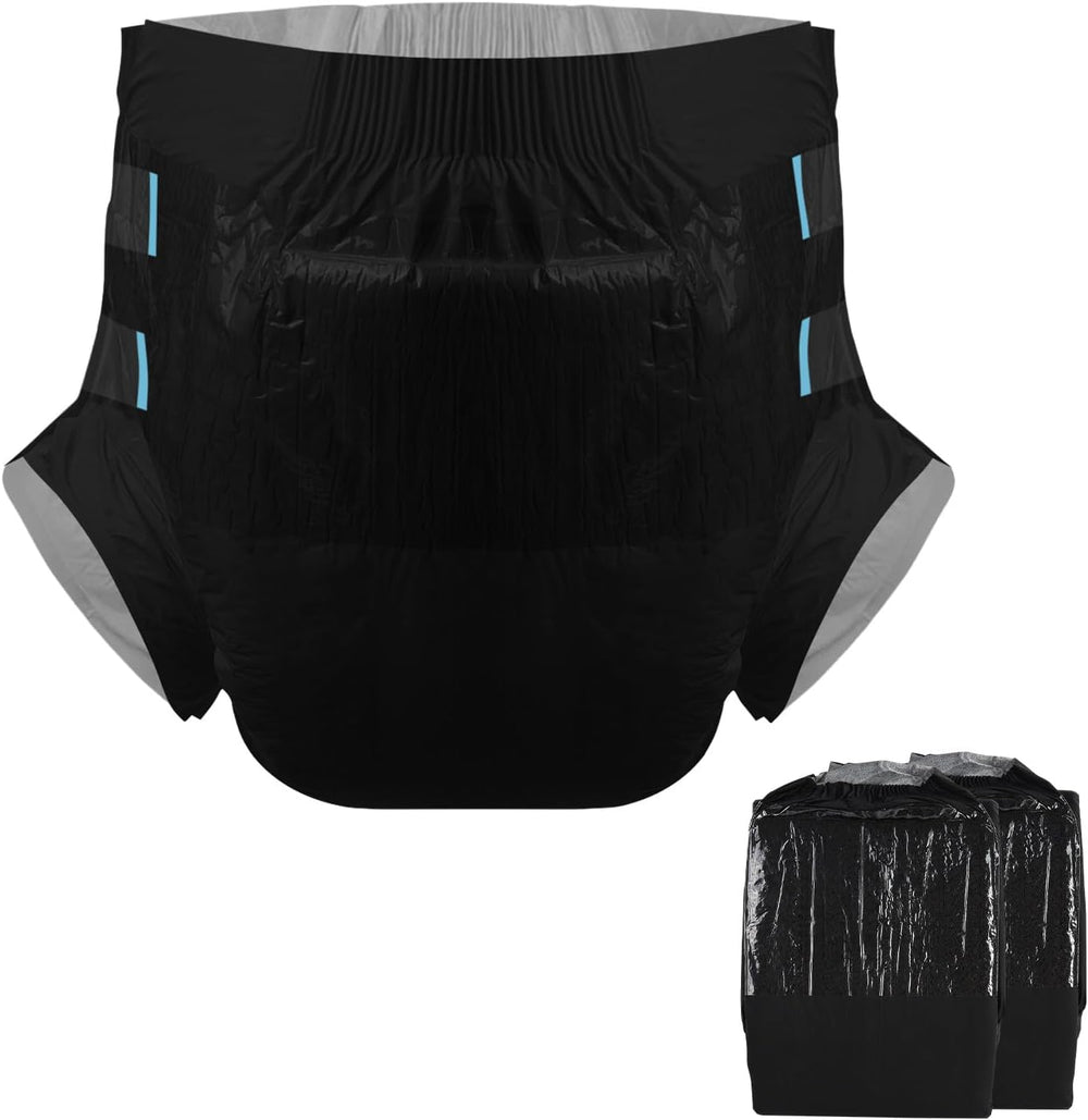 CutiePlusU Adult Diapers, Dry Surface, Maximum Absorbency Overnight, Disposable Incontinence Diaper - Blue, 2 Pack (Medium 71-96cm)