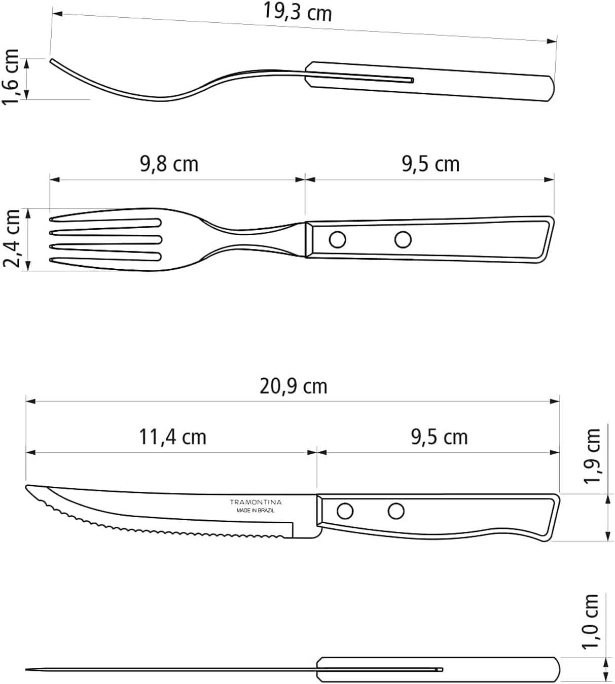 Tramontina cutlery set TRADITIONAL For 6 people, 24 pieces Kitchen Naty Shop