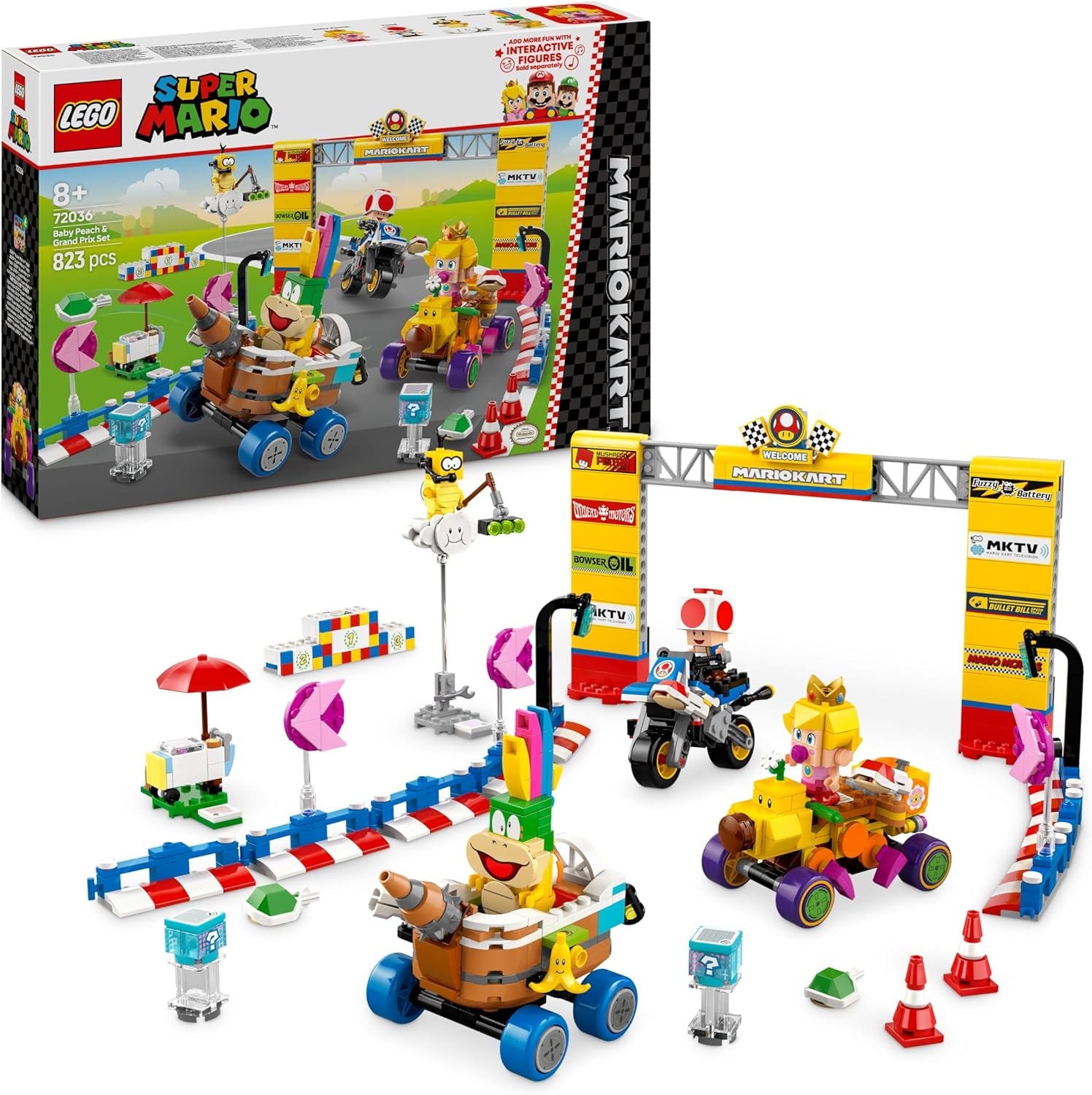 LEGO Super Mario: Mario Kart – Toad's Garage Set, Nintendo Mechanic Toy with 2 Blue Toad Character Figures for Independent Play, Birthday Gift for Boys, Girls and Gamers Aged 8 Plus 72035