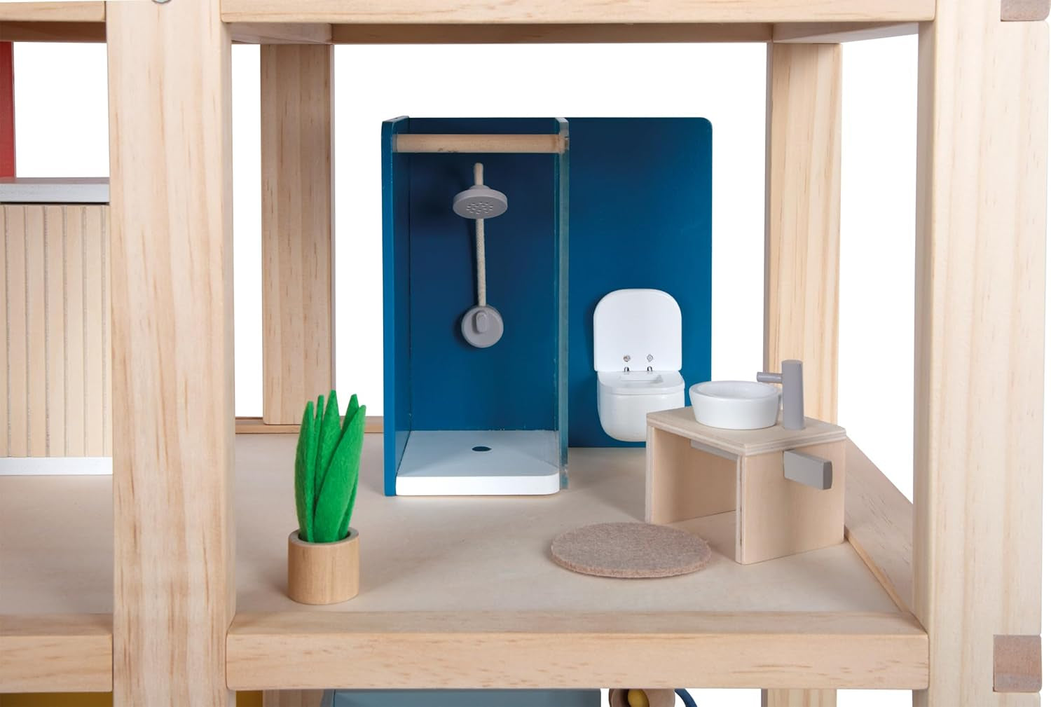 Small Foot Natural Color Wooden Dollhouse - 3-Story with Roof Terrace and 51-Piece Furniture Set Encourages Creative Play, Suitable for Ages 3+ 12541 Naty Shop Dollhouses