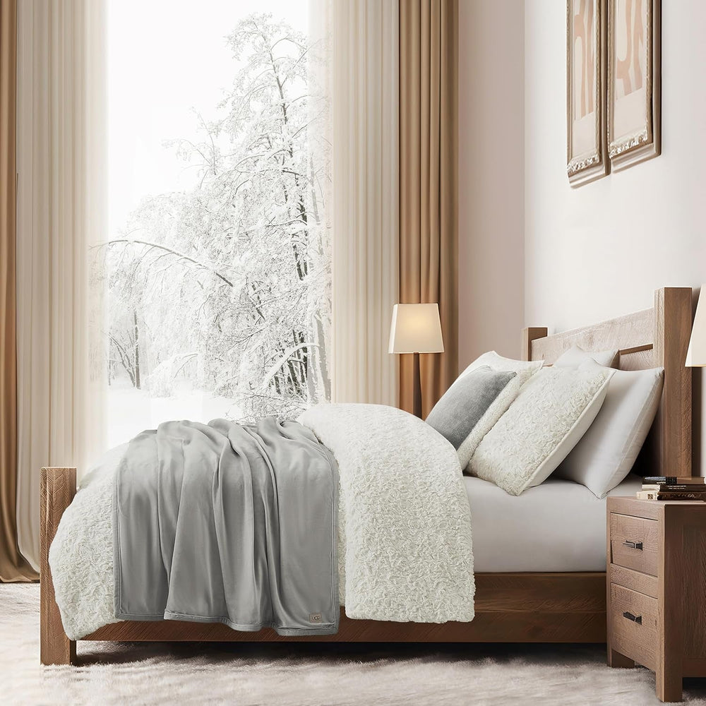 UGG 01465 Bliss Sherpa Throw Blanket Fully Reversible for Couch or Bed Machine Washable Easy Care Soft Plush Oversized Luxury Blankets 178 X 127 cm Seal Naty Shop Duvets & Quilts
